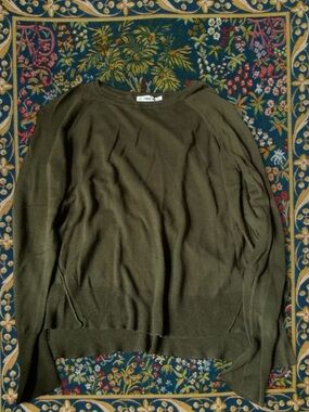 Zara Olive Green Lightweight Crewneck Sweater